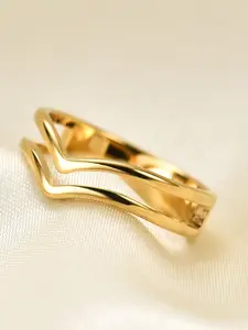 New Bestseller Simple Dual V 5mm Hollow Stainless Steel Couple Ring, Unique Personality Jewelry, Trendy Fashion Accessory