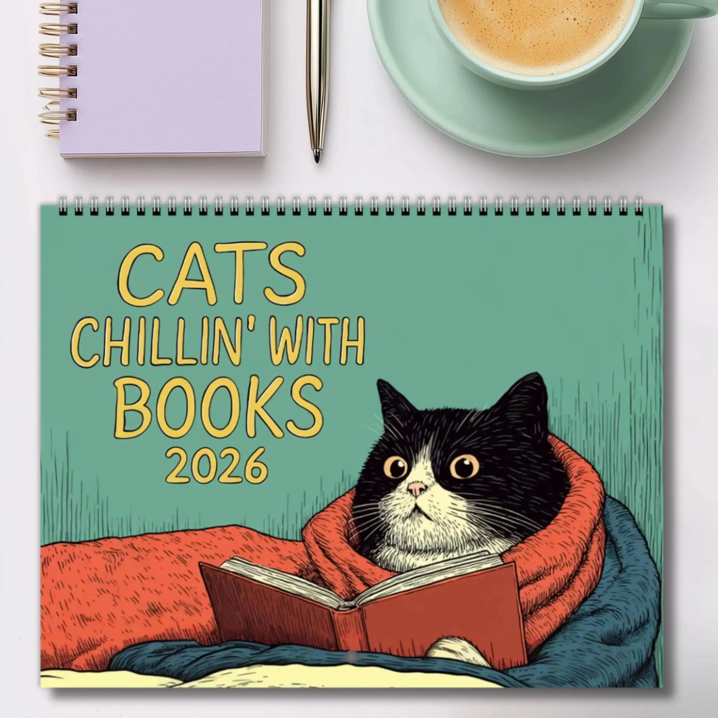 Wall Calendar 2026 Monthly Hangable, Cat Design, 12 Month Family Planner Organizer, Ideal for Home & Office Use
