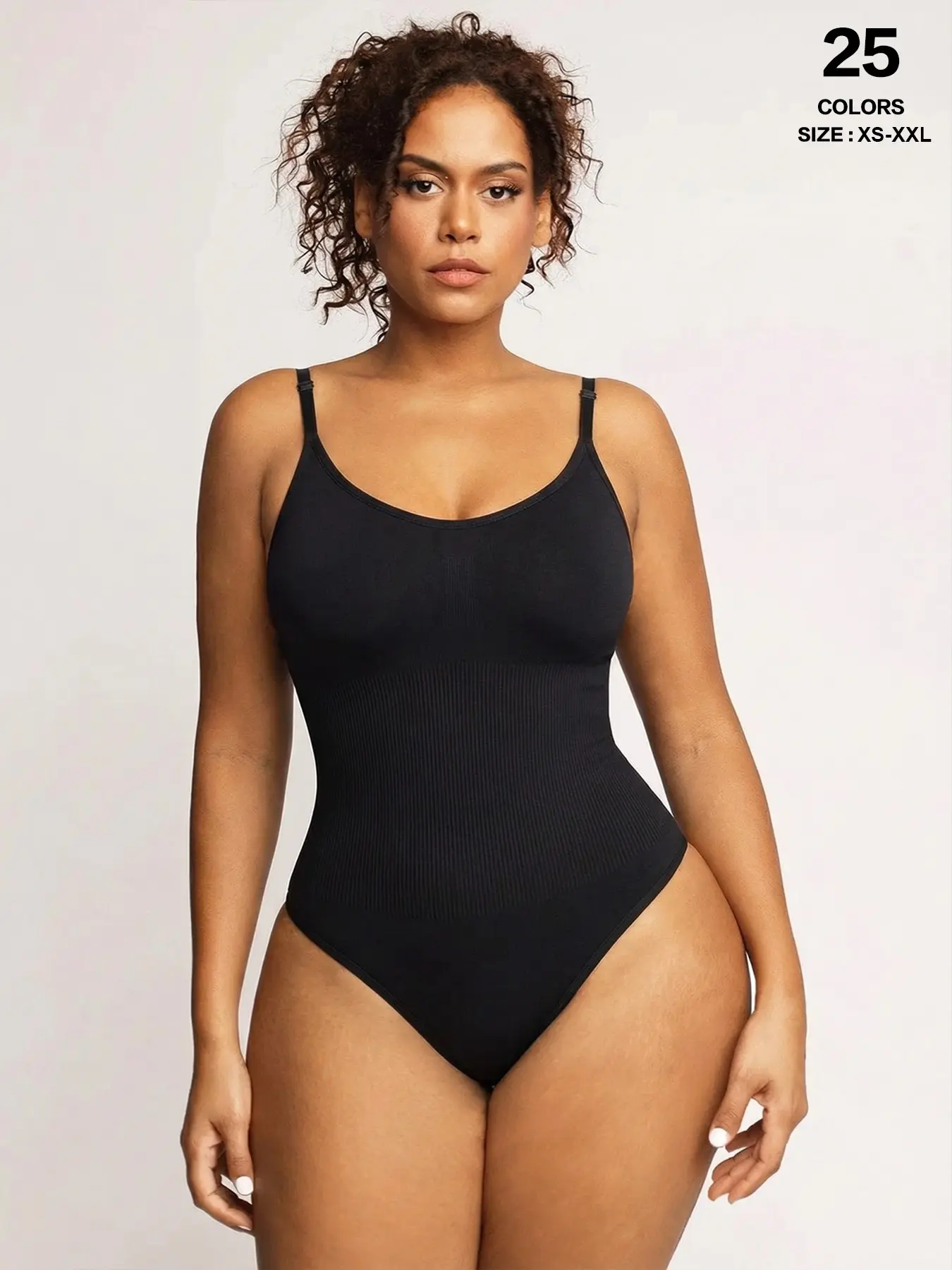 Women's Seamless Shaping Bodysuit, Compression Fit Shapewear, Tummy Control Slimming Flat Belly Shaper Thong Body Shaper, Shapewear, Underwear, Adjustable Strap, Spaghetti Strap, Casual Style, All Seasons, Regular Length, High Waist Shaper