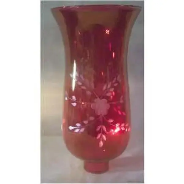 Cranberry Floral Cut Hurricane Sconce Shade | 1-5/8" Fitter | 10"H | SKU 61336