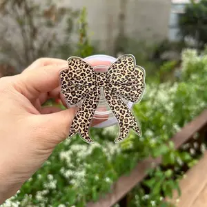 Cheetah Bow MagSafe Phone Grip – Wild Coquette Ribbon Magnetic Pop Socket & Kickstand – Girly Phone & Kindle Accessory