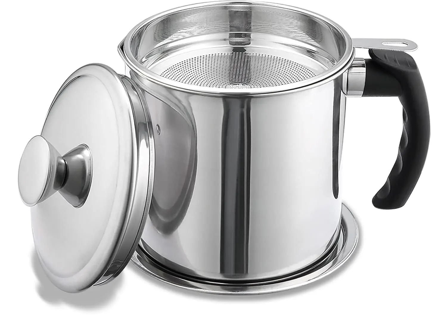 Stainless Steel Bacon Grease Container with Strainer - 60 oz Reusable Household Oil Storage Can, Kitchenware Utensils & Dispensers with Lid & Handle for Cooking Oil sohochic