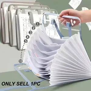 Waterproof A4 Vertical File Holder Expanding File Folder 13 Pocket Large Capacity Durable ABS Plastic Organizer for Office School Supplies Portable
