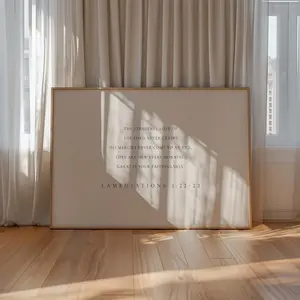 Lamentations 3:22-23 Bible Verse Wall Art, Great Is Your Faithfulness Neutral Minimalist Christian Poster, Modern Scripture Printable Decor, 5 Size 8x12 to 27x40 inch, Room Decor, Unframed