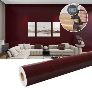 Thick Wine Wood Grain Vinyl Wallpaper Roll, Self-Adhesive Peel & Stick Wall Sticker, Removable Oil Resistant Background Covering