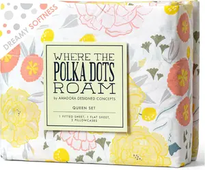 Where The Polka Dots Roam Light Floral Bedsheets, Super Soft Wrinkle Resistant Bedding Set for Boho Room Décor, Premium Floral White Bed Sheets for Girls, Teens and Master Bedrooms