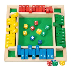 1-4 Player Wooden Shut The Box Dice Game - Classic Solid Pine Family Strategy Board Game, Educational Math & Logic Learning Game for Kids Adults, Portable Travel Game for Family Night Parties Camping