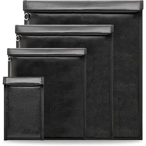 Faraday Bags, Anti-Tracking Faraday Cage, Set of 4 Sizes for Laptops, Tablets, Phones and Car Keys, RFID Signal Blocker Pouch, Fireproof & Waterproof (Black)