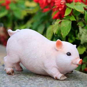 [Cute Pig Garden Statue] Cute Pig Animal Garden Statue - 1 Pair Resin Outdoor Sculpture - Indoor Outdoor Lawn Ornaments Decor