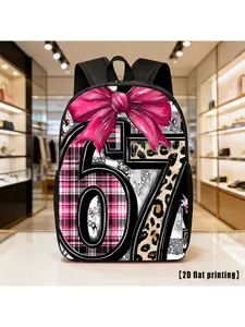 Lightweight Large-Capacity Backpack with Grid & Leopard Print Suitable for Hiking, Commuting, Travel - Adjustable Laptop for &,, Zipper Closure, Unisex, Outdoor, Daily Use Carrier