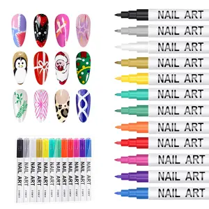 Nail Art Pens for Nail Painting 0.7mm Vivid Water-Based Graffiti Dotting Liner Pens for Home Salon Quick-Drying  Manicure 12 Classic Eye-Catching Hues 3D Doodle