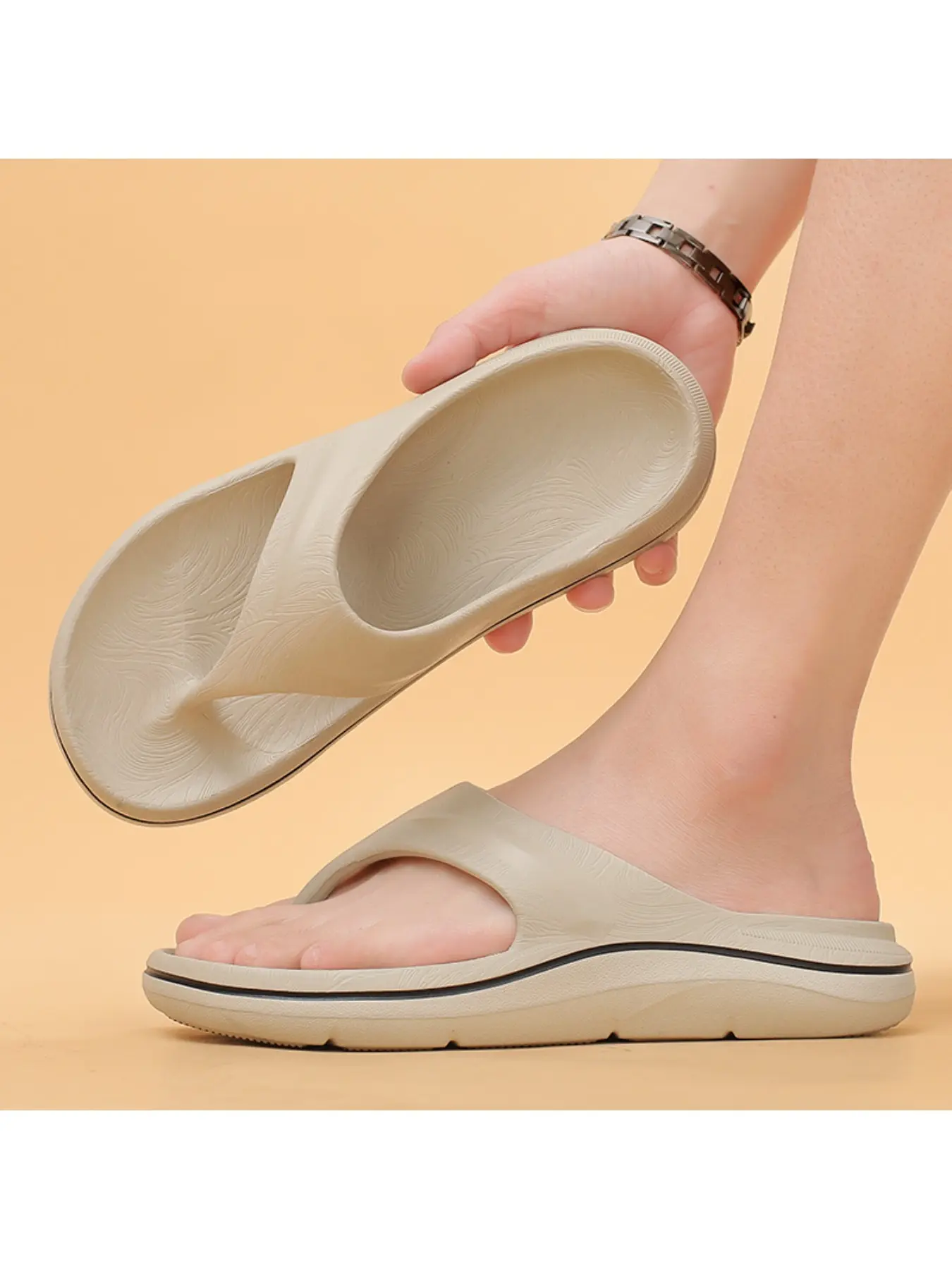 Men's flip flops, summer casual breathable lightweight footwear outdoor walking shoes, household beach sandals