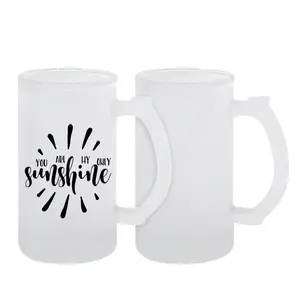 24 Pack 16oz Sublimation Glass Beer Mug with Handle, Frosted/Clear Glass Mug for Heat Press Printing