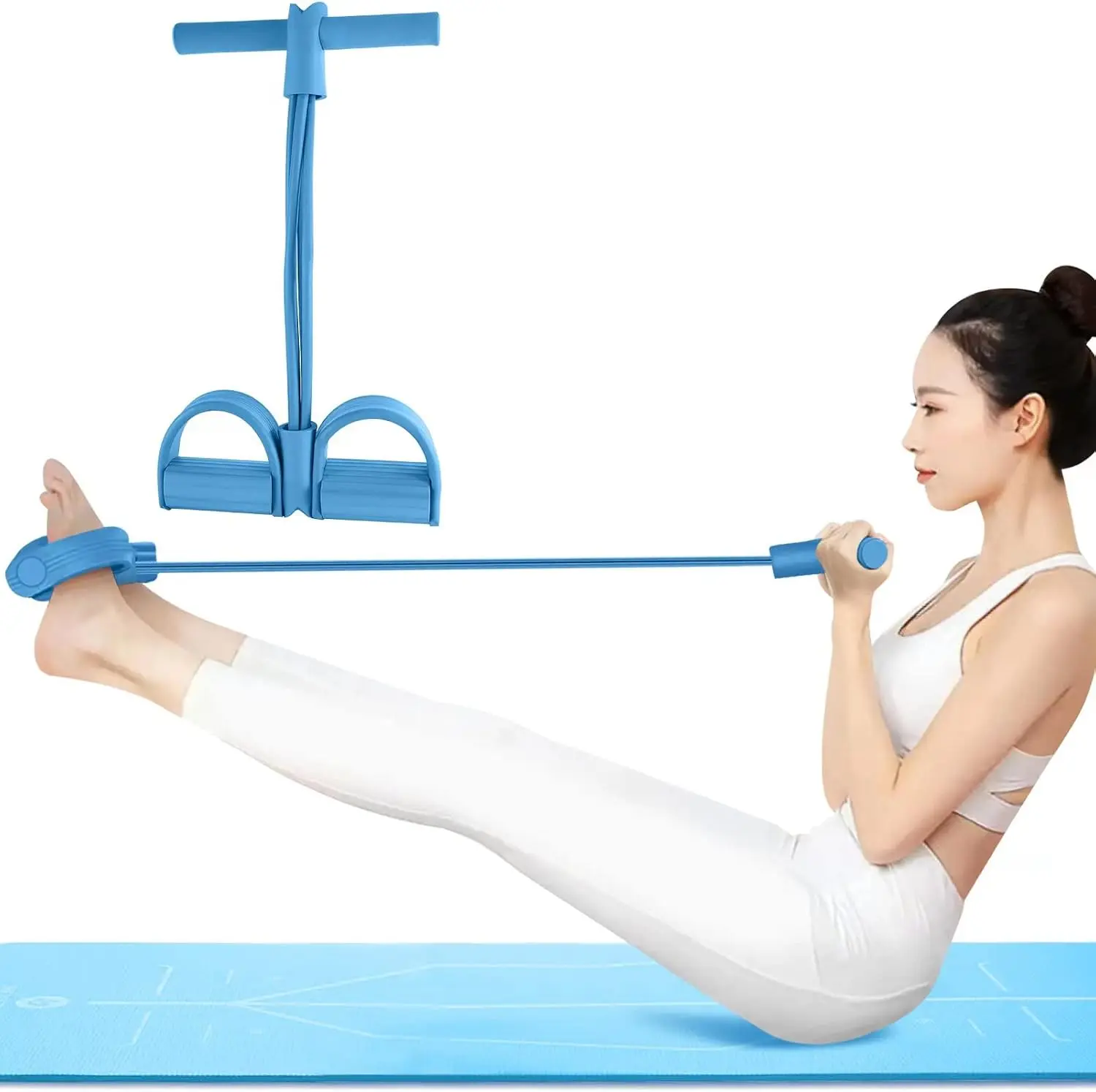 Multi-Function Tension Rope – 6 Tube Resistance Bands with Handles – Sit Up Exercise Equipment Home Gym Fitness Trainer for Men Women