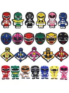 24pcs Cartoon Warrior Shoe Charms For Bubble Slides Clogs Sandals,PVC Shoe Decorations Accessories Buckle For Christmas Birthday Gifts