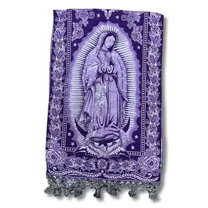 Rebozo Tradicional Mexicano con Imagen de la Virgencita Morado IMP-79282