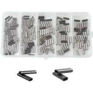 Double Barrel Crimp Sleeves Kit, Fishing Wire Leader Rigging Copper Tube Fishing Line Connector Tackle Kit