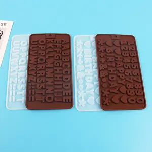 Silicone Letter Number Chocolate Mold, 2 Styles Alphabet & Happy Birthday Symbol Baking Mold, Food Grade DIY Mould for Candy, Ice Cube, Cake Decoration, Resin Craft