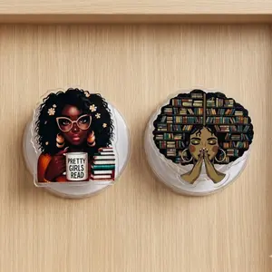 Black Girl Book Lover Phone Grip – Cute Reading Girl Design, Melanin Book Aesthetic Phone Accessory
