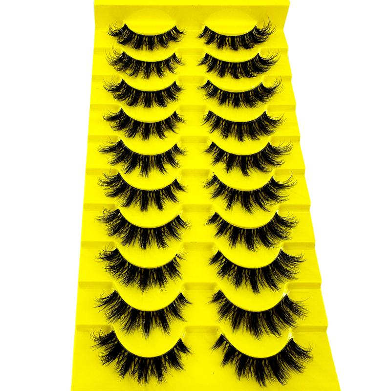 10Pairs Manga Natural Wispy False Eyelashes - Clear Band Faux Mink Lashes Cat-Eye Shape, Natural Look For Halloween Cosplay Manga Everyday Glam - Reusable, Comfortable, Beginner Friendly cute  lashes