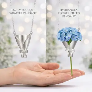 2 Pack Flower Bouquet Necklace Gift for Mom (Without Flowers), Elegant Pendant Symbolizing Love, Gratitude & Blessings, Thoughtful Jewelry Gift for Mothers, Family & Loved Ones, Perfect for Spring & Summer Gifting