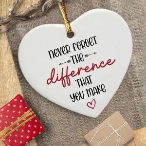 Thank You Gifts Never Forget The Difference You Make Heart Ornament - Heart Keepsake Appreciation Retirement Gifts- Farewell Gifts for Coworker