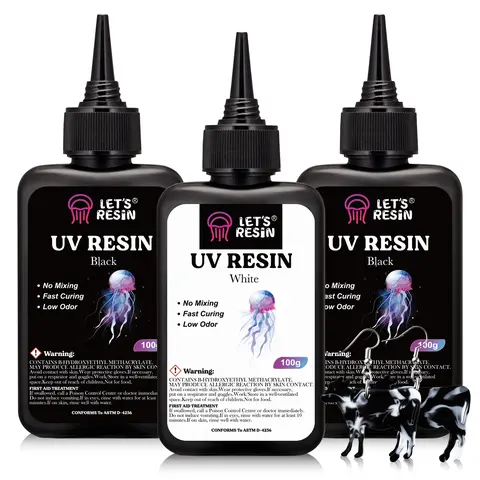 Colored UV Resin, 300g Large Capacity White& Black UV Resin, Dark Odorless & Low Shrinkage UV Color Resin for Crafts, Jewelry Making, Colored Resin Casting and Coating- LET'S RESIN