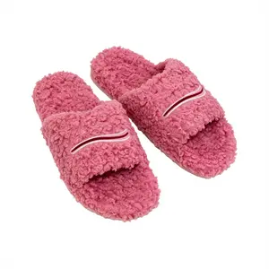 2026 Viral Cozy White Fuzzy Slippers for Men Women Soft Fluffy Sherpa Slide Slippers Warm Non-Slip Open Toe House Slippers for Indoor Bedroom Daily Wear