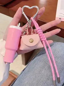 Simulation Mini Water Cup, Coin Purse, And Woven Lanyard Keychain - Restore Straw Cup Shape+Daily Keychain+Bag Decoration+Mini Storage Bag, Fashionable And Unique Keychain, Bag Pendant Pendant, Valentine's Day, Mother's Day, Back To School Season Gift.