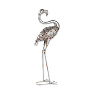 Zingz & Thingz Standing Galvanized Flamingo Statue