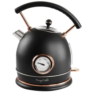 MegaChef  1.8 Liter Half Circle Electric Tea Kettle with Thermostat in Matte Black