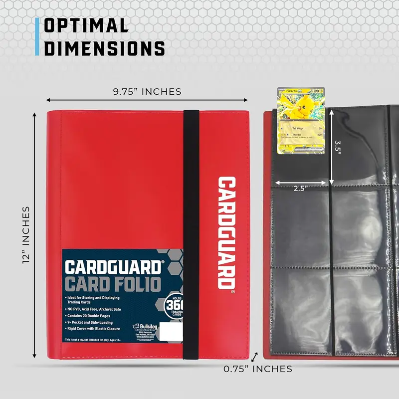 CardGuard Ultimate Trading Card Binder Fits 360+ Pokmon MTG & Yu-Gi-Oh! 12"x9.75"  20 Double Pages Polypropylene Optimal Dimensions for Collectors - TikTok  Shop