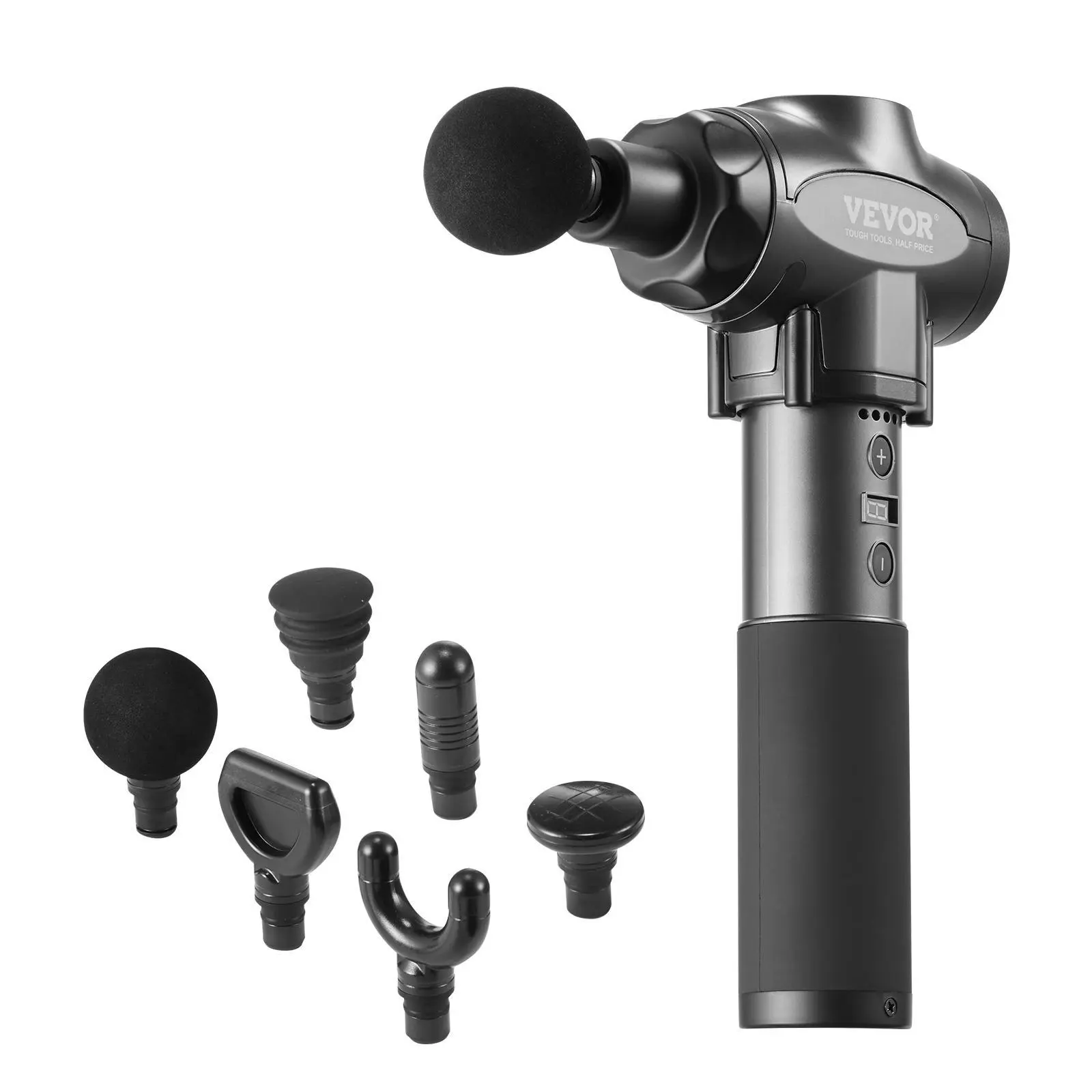 【Summerfinds】VEVOR Massage Gun Deep Tissue with 9 Speed Levels & 6 Massage Heads,  , 24V 2500mAh Batteries, Percussion Muscle Massager for Athletes, Handheld Electric Massage Gun for Pain Relief, Muscle Relaxation