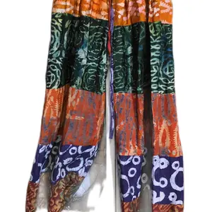 Boho Chic Patchwork Palazzo Pants - Vibrant Batik Print, High Waist, Loose Fit, Perfect for Casual & Festival Wear