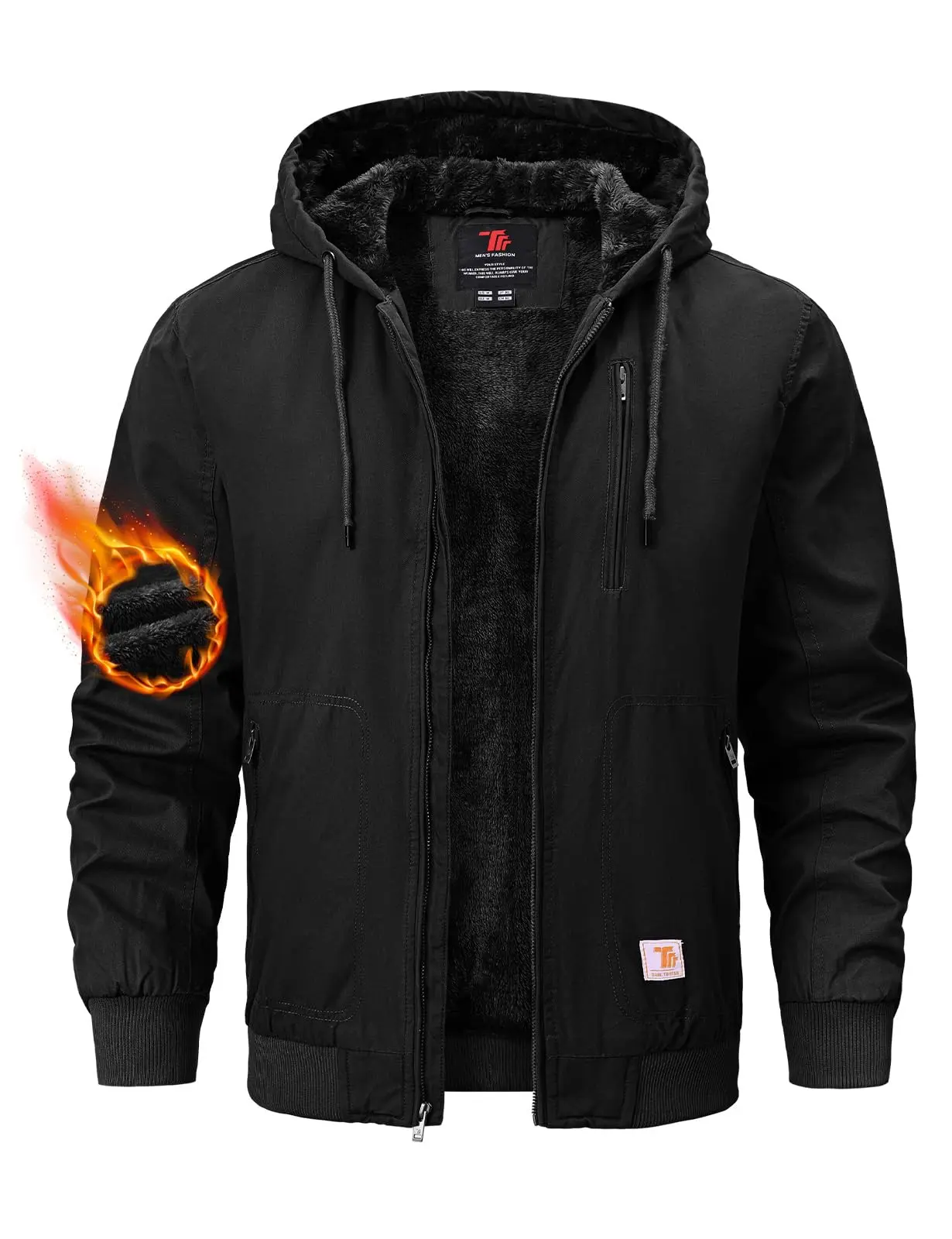 YSENTO Men's Work Winter Jackets Flannel Lined Insulated Cotton Active Hooded Winter Coats Casual Menswear  old money outfits