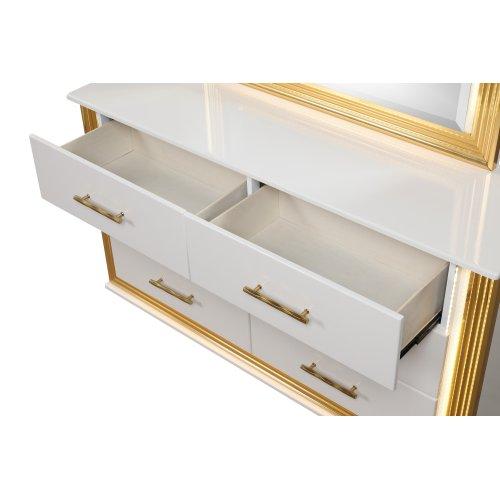 Bellemave OBSESSION Queen Complete Bedroom Set - 4PC Contemporary Wooden Material Bedroom Set with Gold Finish Indoor Furniture, Complete Bedroom Sets, Wooden Material Bedroom Sets