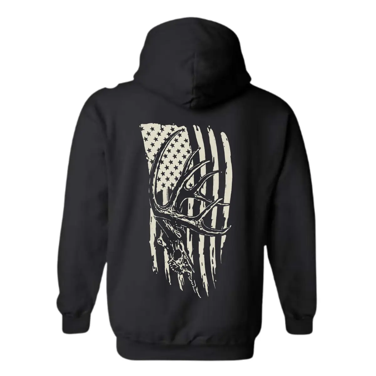 Patriotic Deer Hoodie - Rustic Buck Antlers and USA Flag Graphic, Perfect for Hunting Adventures, Outdoor Lifestyle and Casual Comfort, Gift for Men and Women Menswear Sweaters Tops Underwear