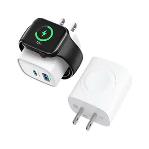 3-in-1 Magnetic Wireless Charging Station, 20W Fast  Charger Compatible with Apple Watch Ultra/Series 9/8/7/6 &  iPhone 17/17 Pro/16/16 Pro/15 Series, USB-C Wall Charger Block