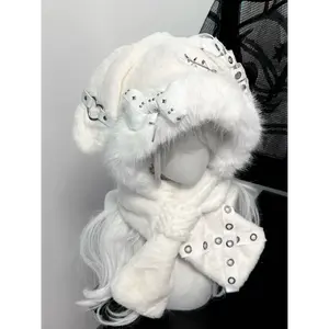 Girls Bunny Ear Hat Subculture Punk Ear Protection Hat Heavy Craft Bone Plush Cute Versatile Hat