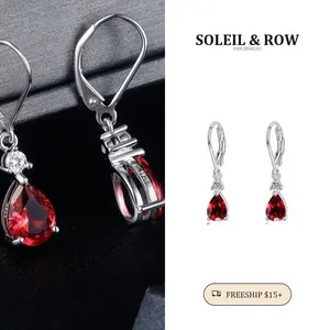 Light Luxury Water Drop Copper Zircon Earrings Female Temperament High Sense