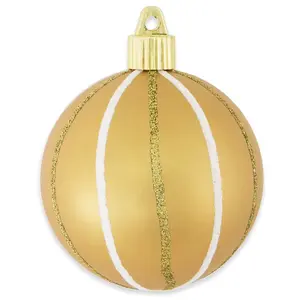 3 1/4" (80mm) Commercial Shatterproof Ball Ornament - Gold Dust with Stripes
