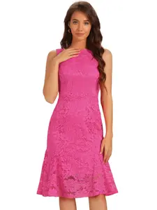 INSPIRE CHIC Lace Dress for Women's Cocktail Boat Neck Sleeveless Evening Sheath Dresses