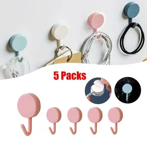 5 Pack Adhesive Hooks Cute Utility Hooks, Key Hooks for Wall Decorative, for Hanging Hat, Towel, Key, Towel Hook Wall Mount for Home, Kitchen, Bathroom, Office summervibes