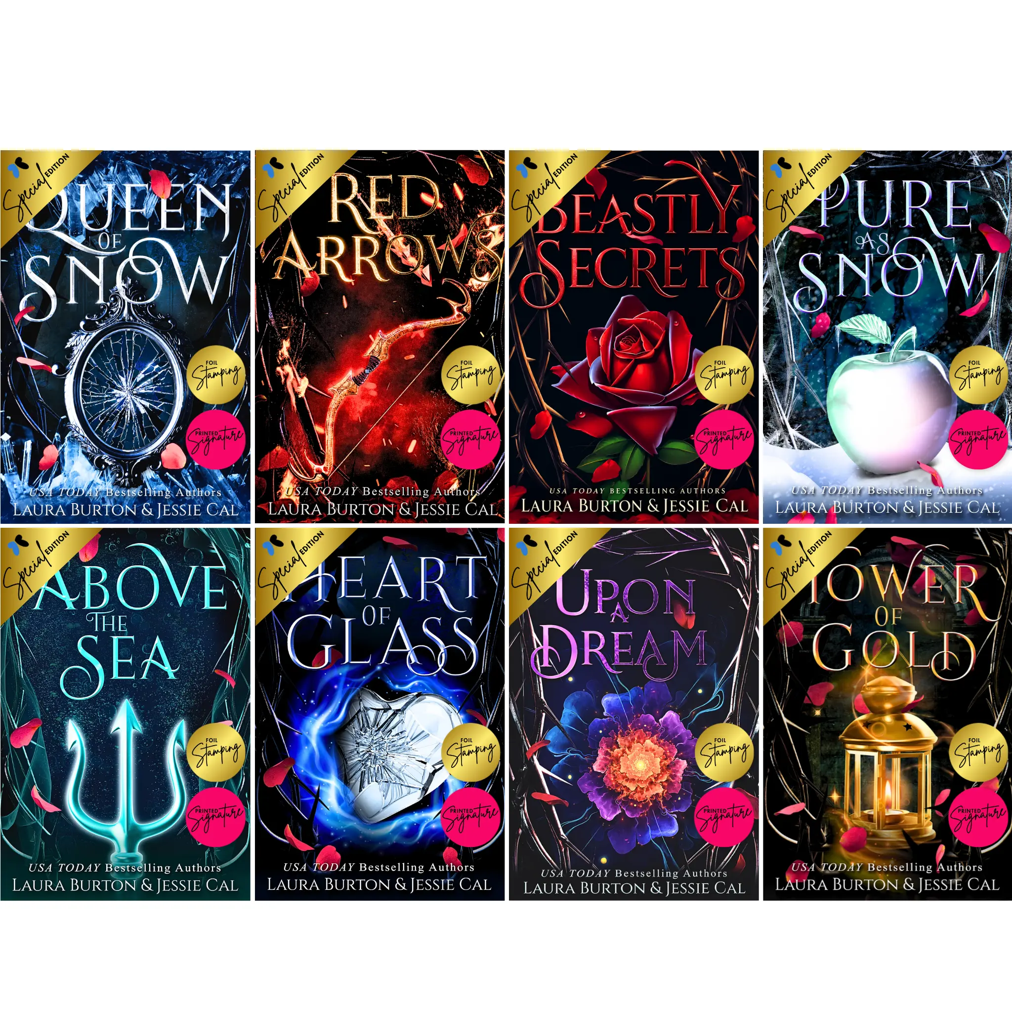 Signed Collector's Edition 8 Book Fairy Tale Set Boxset - Dual Authors Jessie Cal & Laura Burton, Signatures, Blind Date Bundle Thrill, Twisted Retellings, Romance, Fantasy Novels, Complete Series Box for Book Lovers, Special Edition