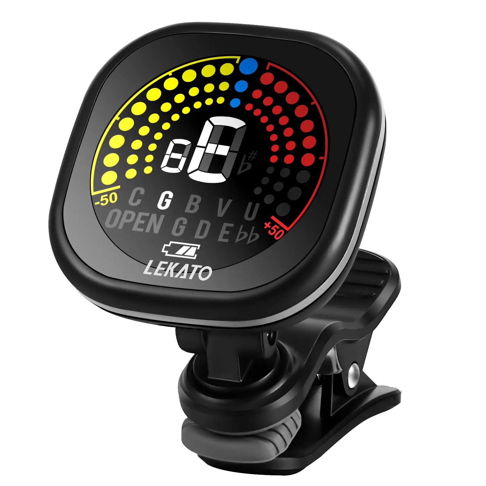 LEKATO Guitar Tuner Rechargeable, Tuner Clip On for Guitar, Bass, Ukulele,Violin & Chromatic Tuning Modes, Fast Accuratie Tuning, Super Bright Display