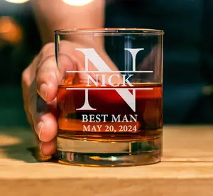 Groomsman 10oz Whiskey Glass, Engraved Old Fashioned Glass, Best-Man Wedding Gift, Father Of The Groom, Father's Day Gift, Wedding Party Gift, Father Of the Bride