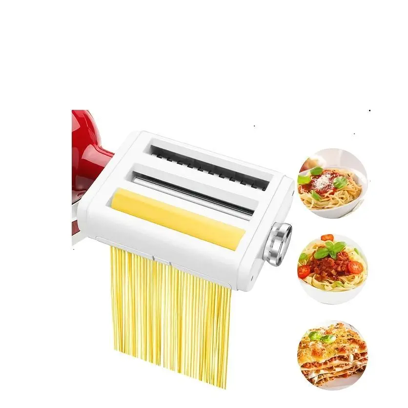 Stainless Steel Pasta Maker Attachment for Stand Mixers - 3-in-1 Noodle Making Kit, Perfect for Homemade Spaghetti & Fettuccine