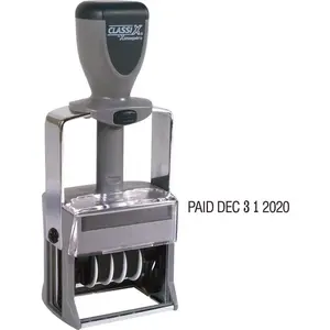 Xstamper Self-Inking 12 Phrase Dater - Message/Date Stamp - "REC'D, ANS'D, ENT'D, PAID, SHIPPED, CHARGED, CANCELLED, C.O.D., FILLED, FILED" - Black - Metal - 1 Each