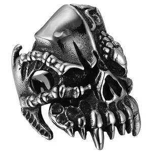 OIDEA Eagle Claw Skull Ring for Men, Gothic Punk Vintage Biker Statement Band Ring, Skeleton Rings