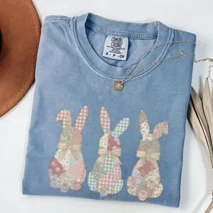 Comfort Colors Easter Bunny PRINTED TShirt, Spring Tee, Easter Shirt For Women, Rabbit Shirt, Cute Bunny Tee, Kids Easter Outfit, Easter Gift